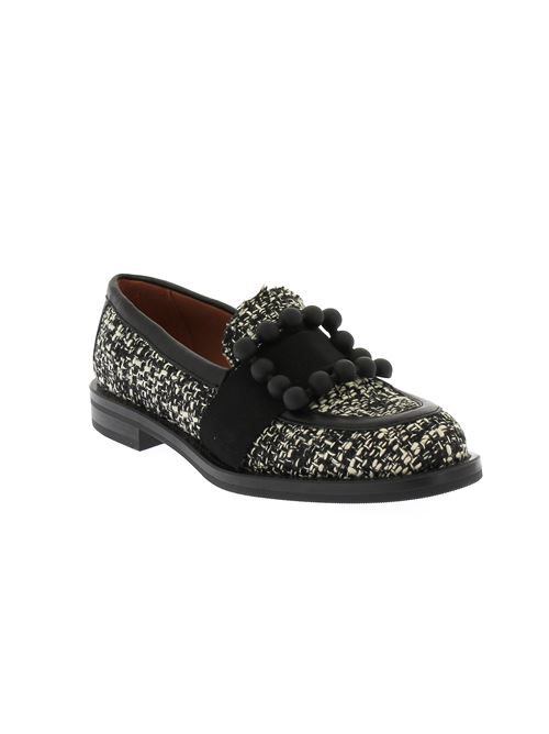 mocassino da donna in tessuto tweed nero e bianco FRAU | 90G4X