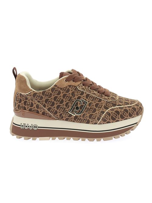 Maxi Wonder sneakers da donna in tessuto logato marrone LIU-JO | BF4003PX195S1853