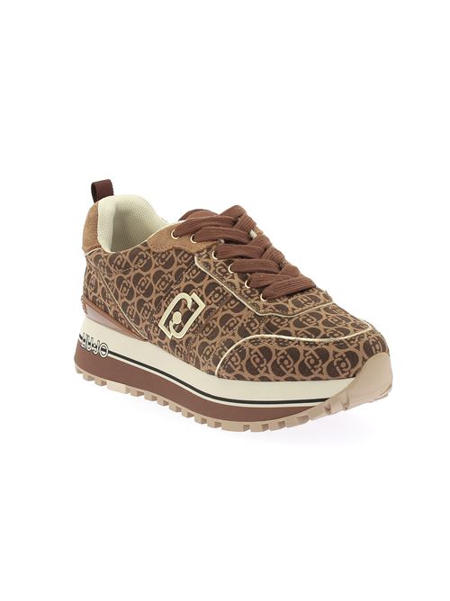 Maxi Wonder sneakers da donna in tessuto logato marrone LIU-JO | BF4003PX195S1853