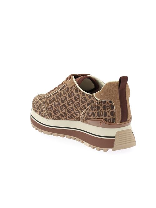 Maxi Wonder sneakers da donna in tessuto logato marrone LIU-JO | BF4003PX195S1853