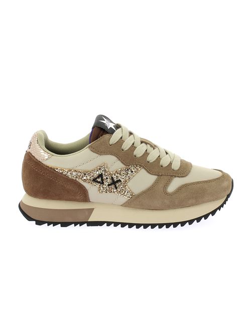 Stargirl Glitter Logo sneakers da donna in camoscio e tela beige SUN68 | Z4421016