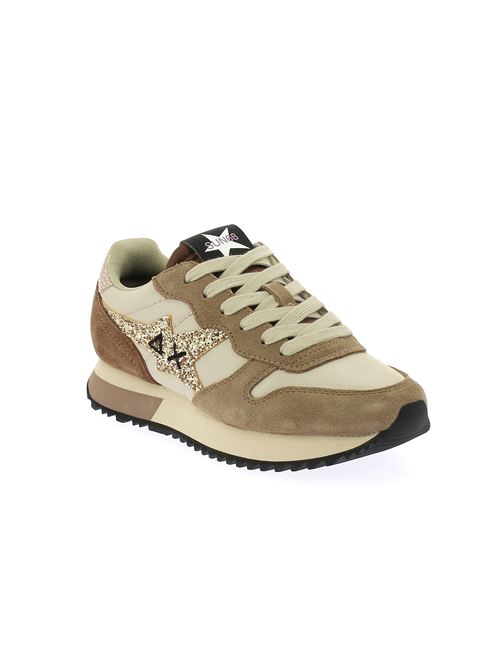 Stargirl Glitter Logo sneakers da donna in camoscio e tela beige SUN68 | Z4421016