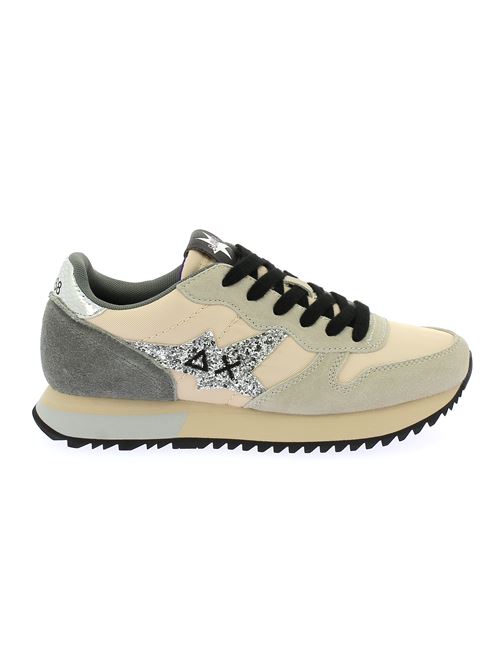 Stargirl Glitter Logo sneakers da donna in camoscio e tela bianco panna SUN68 | Z4421031