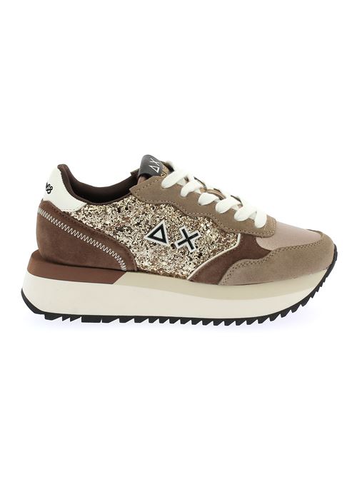 Big Ally Glitter sneakers da donna in camoscio marrone e beige SUN68 | Z4421743