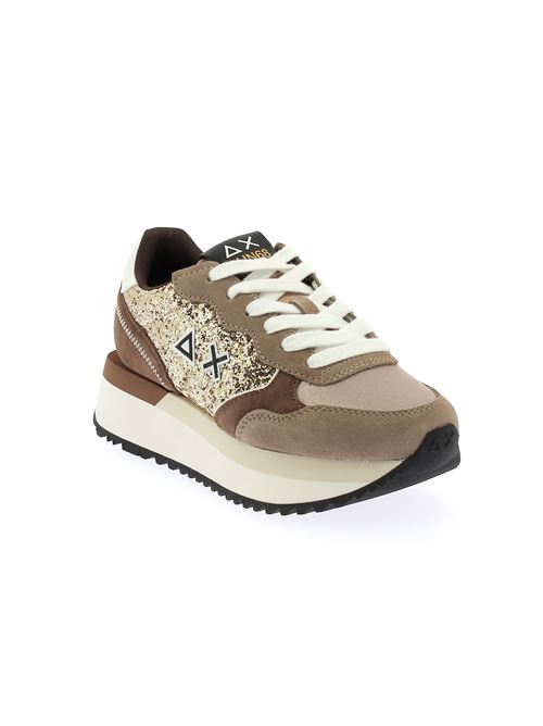 Big Ally Glitter sneakers da donna in camoscio marrone e beige SUN68 | Z4421743