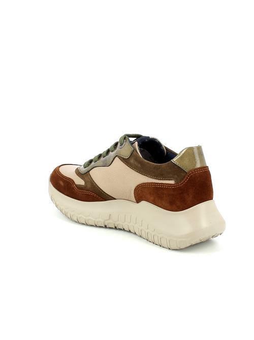 sneakers da donna in pelle beige e camoscio marrone CALLAGHAN | 538033