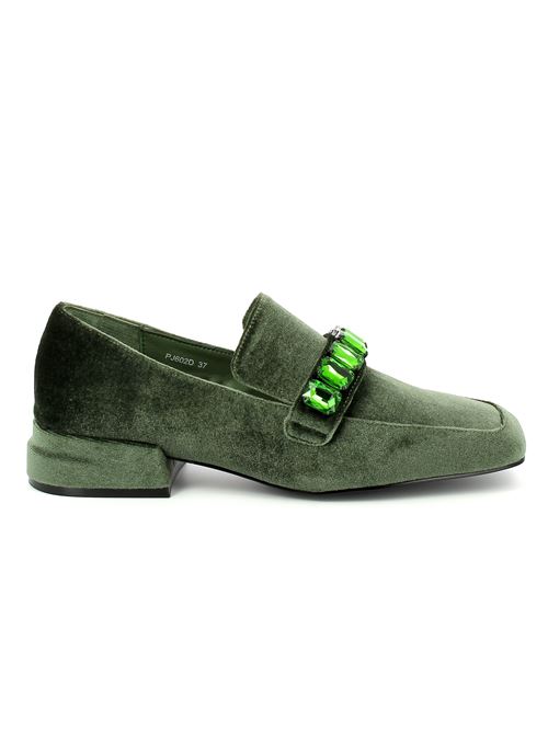 mocasino da donna in velluto verde JEANNOT | 602X