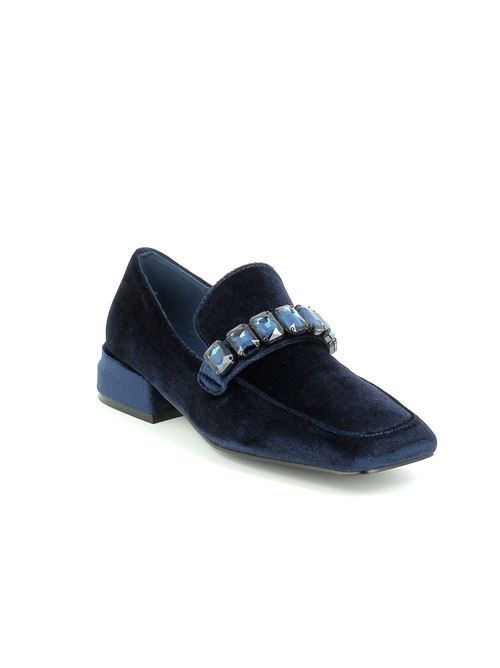 mocasino da donna in velluto blu JEANNOT | 602Y