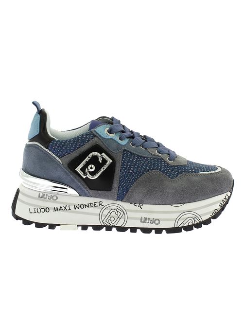 Maxi Wonder 01 sneakers da donna in camoscio azzurro LIU-JO | BF3003PX07900737