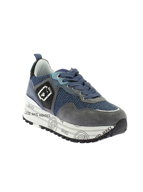 Maxi Wonder 01 sneakers da donna in camoscio azzurro LIU-JO | BF3003PX07900737