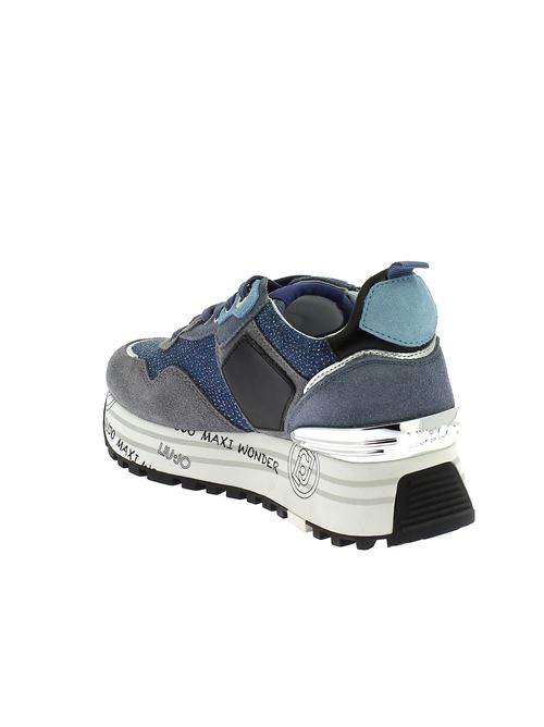 Maxi Wonder 01 sneakers da donna in camoscio azzurro LIU-JO | BF3003PX07900737