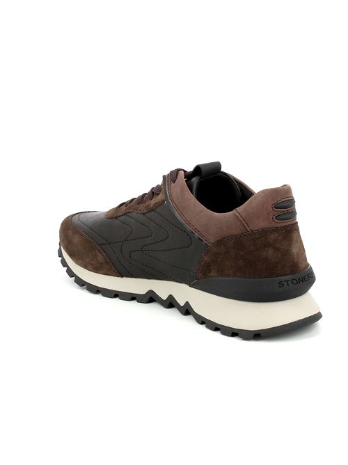 sneakers da uomo in pelle e camoscio testa di moro STONEFLY | 218450410