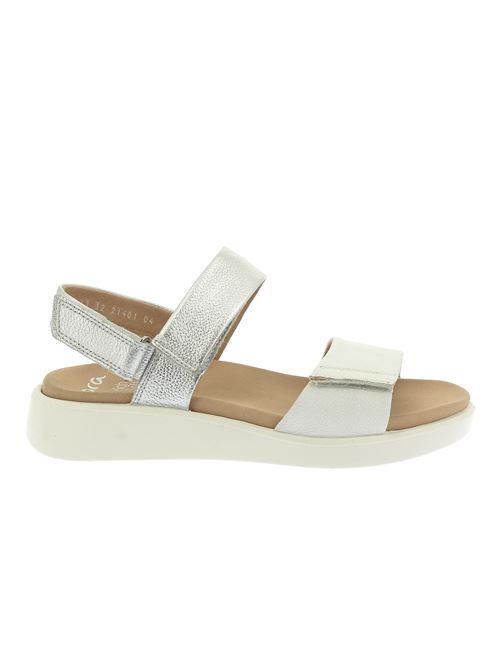 Madeira-S sandalo con strap da donna in pelle bianca e argento ARA | 2140104