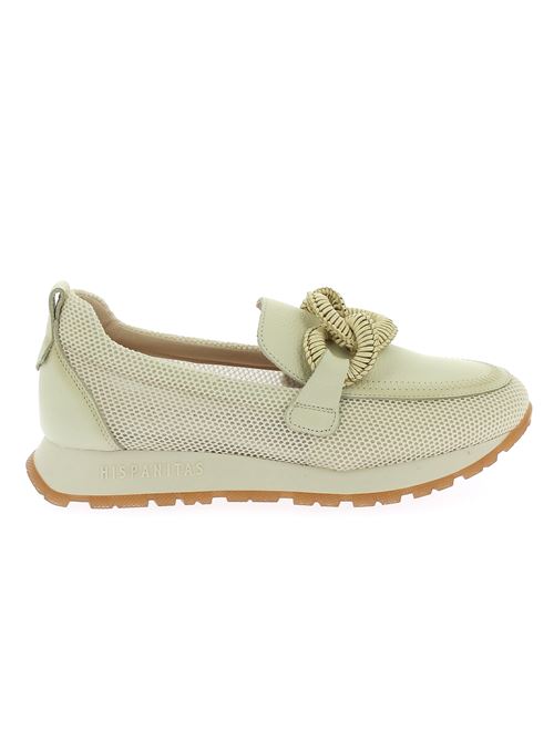 mocassino da donna in tessuto e pelle bianco latte HISPANITAS | 254065Y