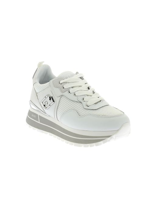 Maxi Wonder 01 sneakers da donna in pelle e tessuto bianca LIU-JO | BA5013PX60201111