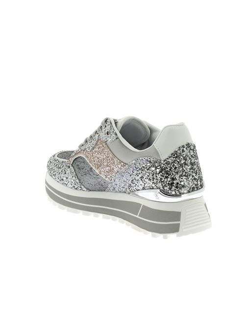 Maxi Wonder sneakers da donna in glitter argento LIU-JO | BA5015TX00700532