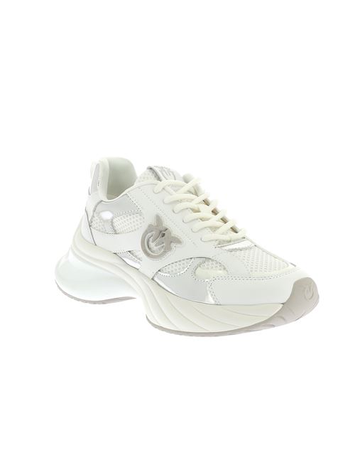 Ariel 15 sneakers da donna in pelle e tessuto bianco e argento PINKO | SS0067E022ZI6