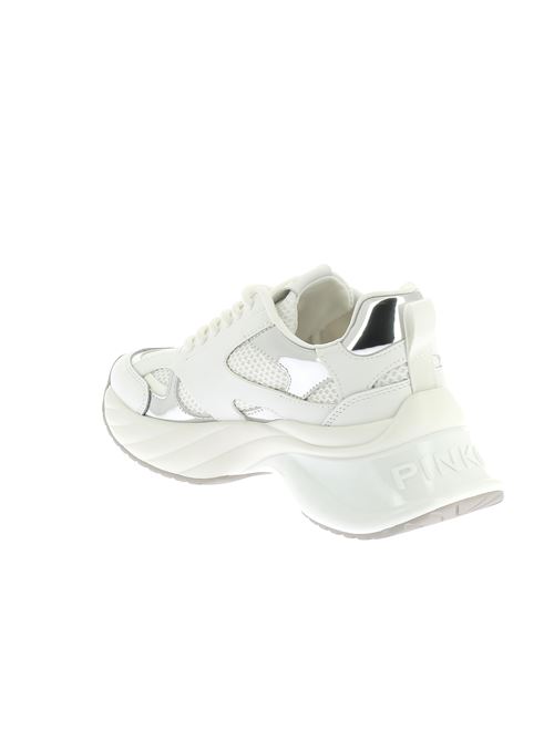 Ariel 15 sneakers da donna in pelle e tessuto bianco e argento PINKO | SS0067E022ZI6