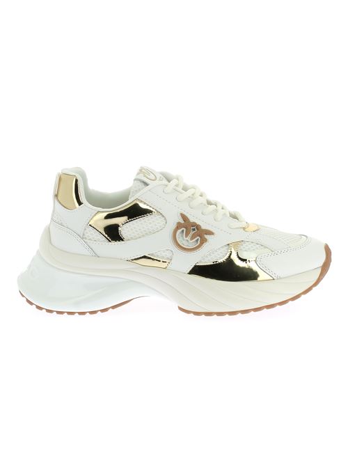 Ariel 15 sneakers da donna in pelle e tessuto bianco e oro PINKO | SS0067E022ZIA