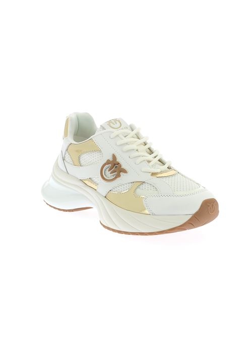 Ariel 15 sneakers da donna in pelle e tessuto bianco e oro PINKO | SS0067E022ZIA