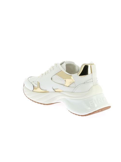 Ariel 15 sneakers da donna in pelle e tessuto bianco e oro PINKO | SS0067E022ZIA