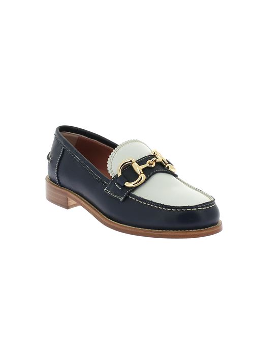 mocassino da donna in pelle blu e bianca CALPIERRE | D844BLU