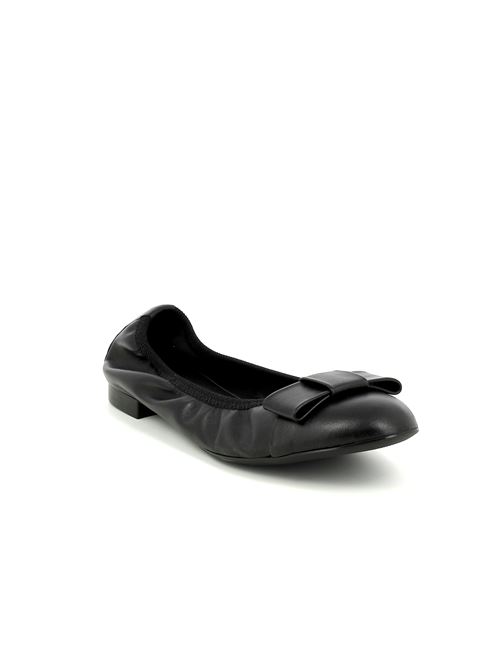 ballerina elasticizzata con fiocco in pelle nera FRAU | 70P3X