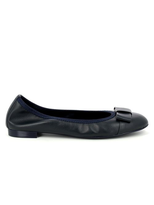 ballerina elasticizzata con fiocco in pelle blu FRAU | 70P3Y