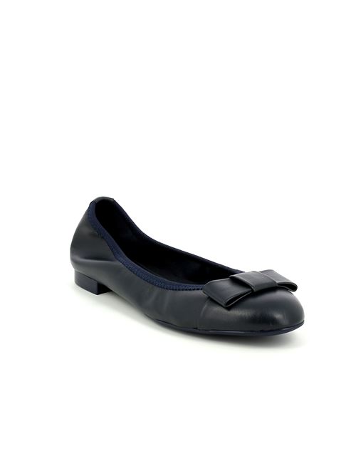 ballerina elasticizzata con fiocco in pelle blu FRAU | 70P3Y