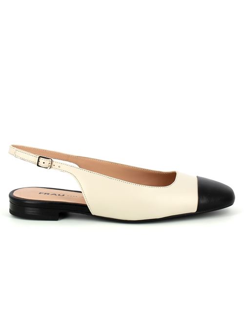 ballerina da donna in pelle bianco latte e nera FRAU | 91P1X