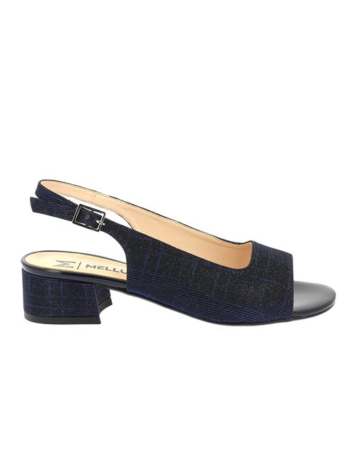 sandalo da donna con tacco in tessuto glitterato blu MELLUSO | K35174Y