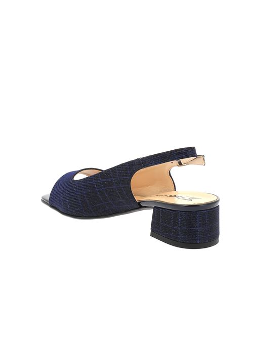 sandalo da donna con tacco in tessuto glitterato blu MELLUSO | K35174Y