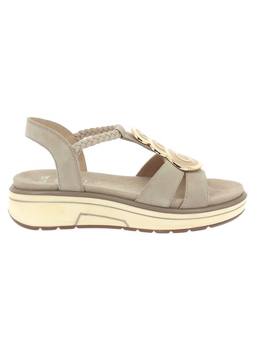 Lucca-s sandalo con zeppa da donna in camoscio beige ARA | 2020608