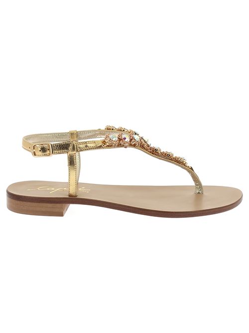 sandalo infradito da donna in pelle e pietre oro CAPRI | 23V1X