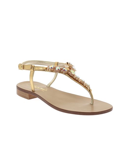 sandalo infradito da donna in pelle e pietre oro CAPRI | 23V1X