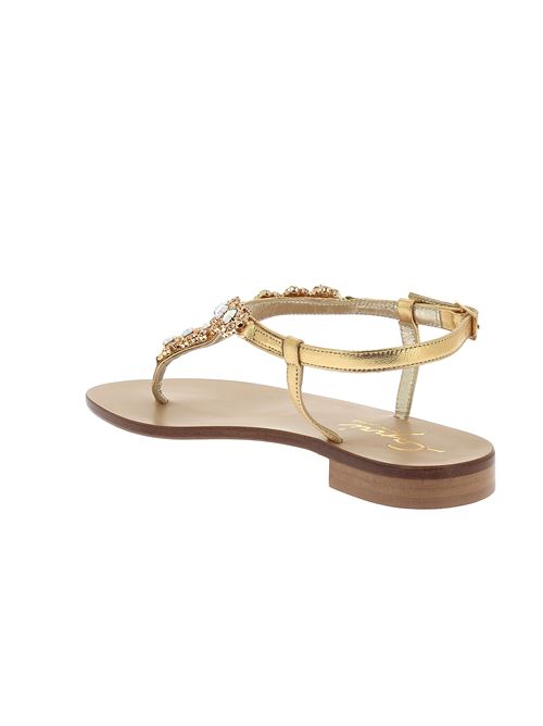 sandalo infradito da donna in pelle e pietre oro CAPRI | 23V1X