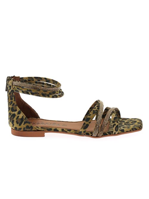 sandalo da donna in strass oro e tessuto animalier CREATIVE | 39713X