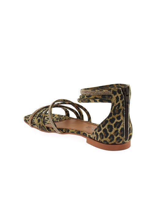 sandalo da donna in strass oro e tessuto animalier CREATIVE | 39713X