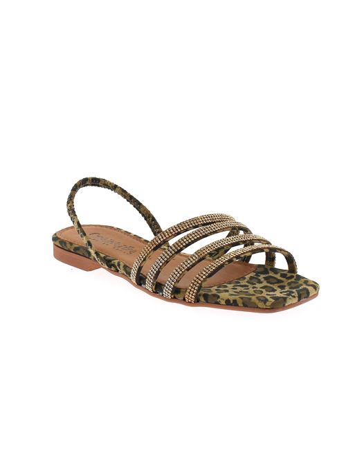 sandalo da donna in strass oro e tessuto animalier CREATIVE | 39715X