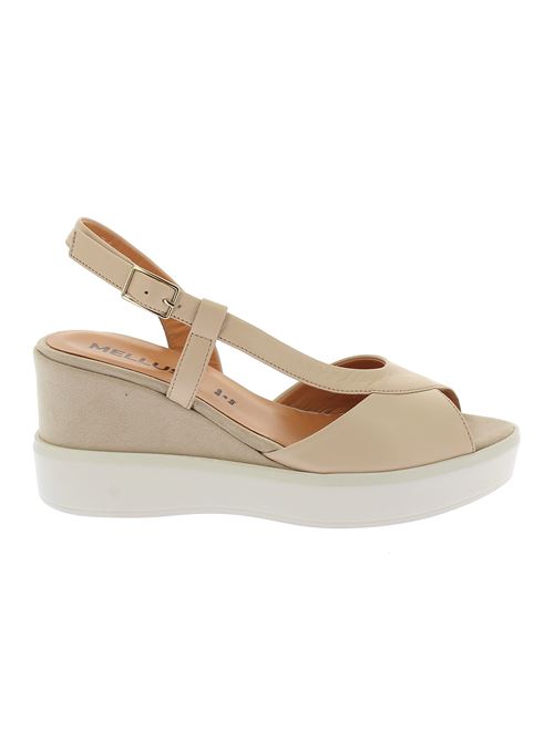 sandalo con zeppa da donna in pelle beige MELLUSO | R80547X