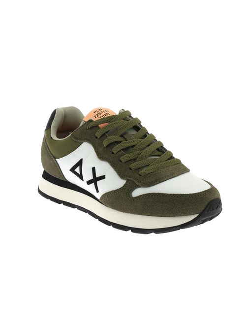 Tom Color - sneakers da uomo in camoscio verde militare e tela bianca SUN68 | Z3410619