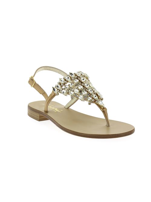 sandalo gioiello da donna in pelle beige e strass CAPRI | 20P18X