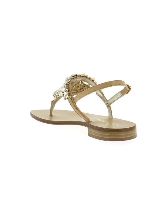 sandalo gioiello da donna in pelle beige e strass CAPRI | 20P18X