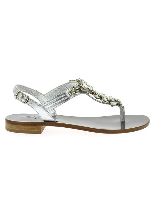 sandalo gioiello da donna in pelle e strass argento CAPRI | 23GE26Y