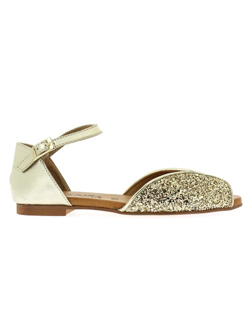 sandalo da donna in pelle e glitter oro platino CREATIVE | 20707X